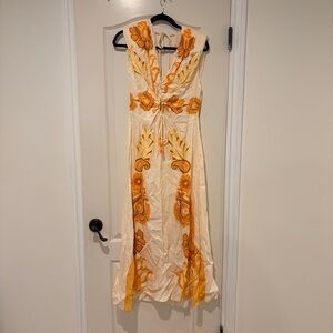 Farm Rio - cream and orange dress - M, NWT